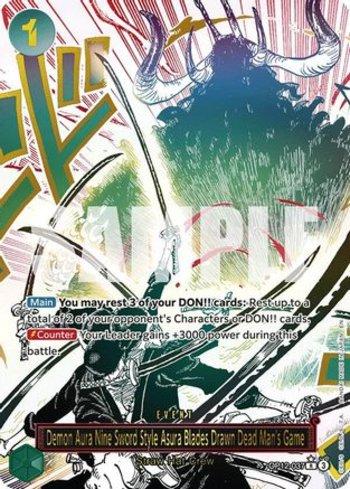 Demon Aura Nine Sword Style Asura Blades Drawn Dead Man's Game (Alternate Art) · OP12-037