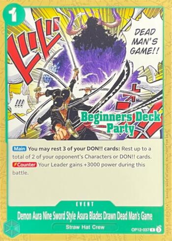 Demon Aura Nine Sword Style Asura Blades Drawn Dead Man's Game (Alternate Art) · OP12-037