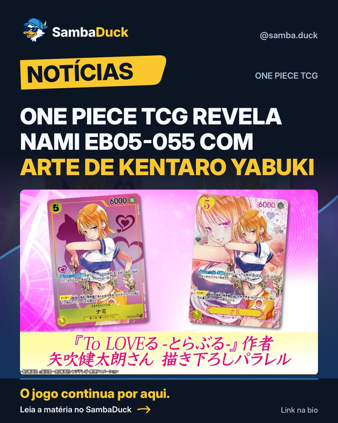One Piece TCG revela Nami EB05-055 com arte de Kentaro Yabuki