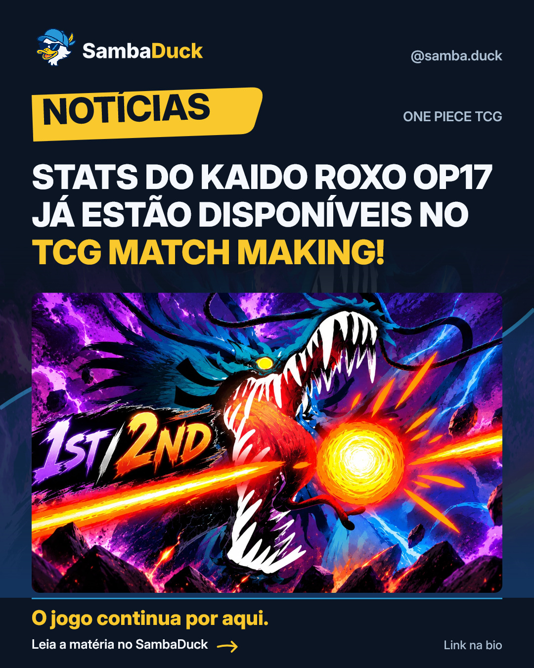 Stats do Kaido Roxo OP17 já estão disponíveis no TCG Match Making!