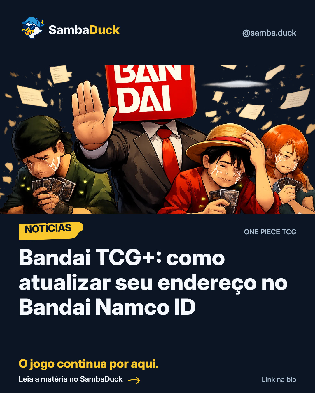 Bandai TCG+: como atualizar seu endereço no Bandai Namco ID